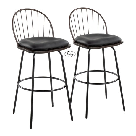 Riley - Claire Farmhouse Fixed Height Barstool With Swivel With Round Footrest (Set of 2) - Furniture Home Direct