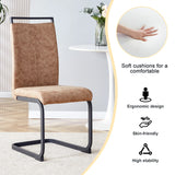 Dining Chairs Upholstered Modern Cantilever Steel Brown - Furniture Home Direct