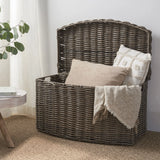 Joseph - Rectangular Curve Resin Woven Wicker Trunk With Handles Multi Purpose Storage - Walnut Brown - Furniture Home Direct