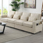 4 Seater Modern Linen Sofa With Armrest Pockets And 4 Pillows, Minimalist Style Couch For Living Room - Furniture Home Direct