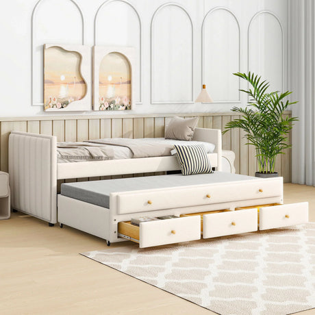 Upholstered Daybed With Trundle And Drawers - Furniture Home Direct