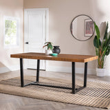 Modern Distressed Solid Wood And Metal Open Frame Dining Table - Furniture Home Direct