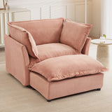 Modern Cozy Upholstered Armchair Sofa With Movable Ottoman - Furniture Home Direct