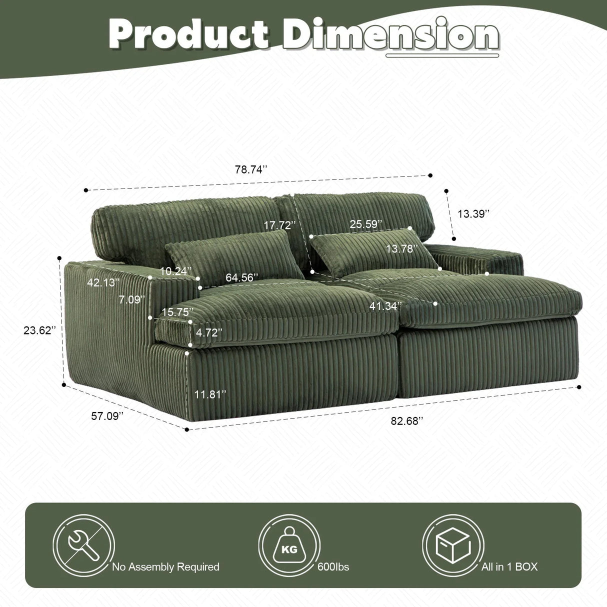 Double Chaise Lounge Chair, Oversized Upholstered Sleeper Cloud Couch - Furniture Home Direct