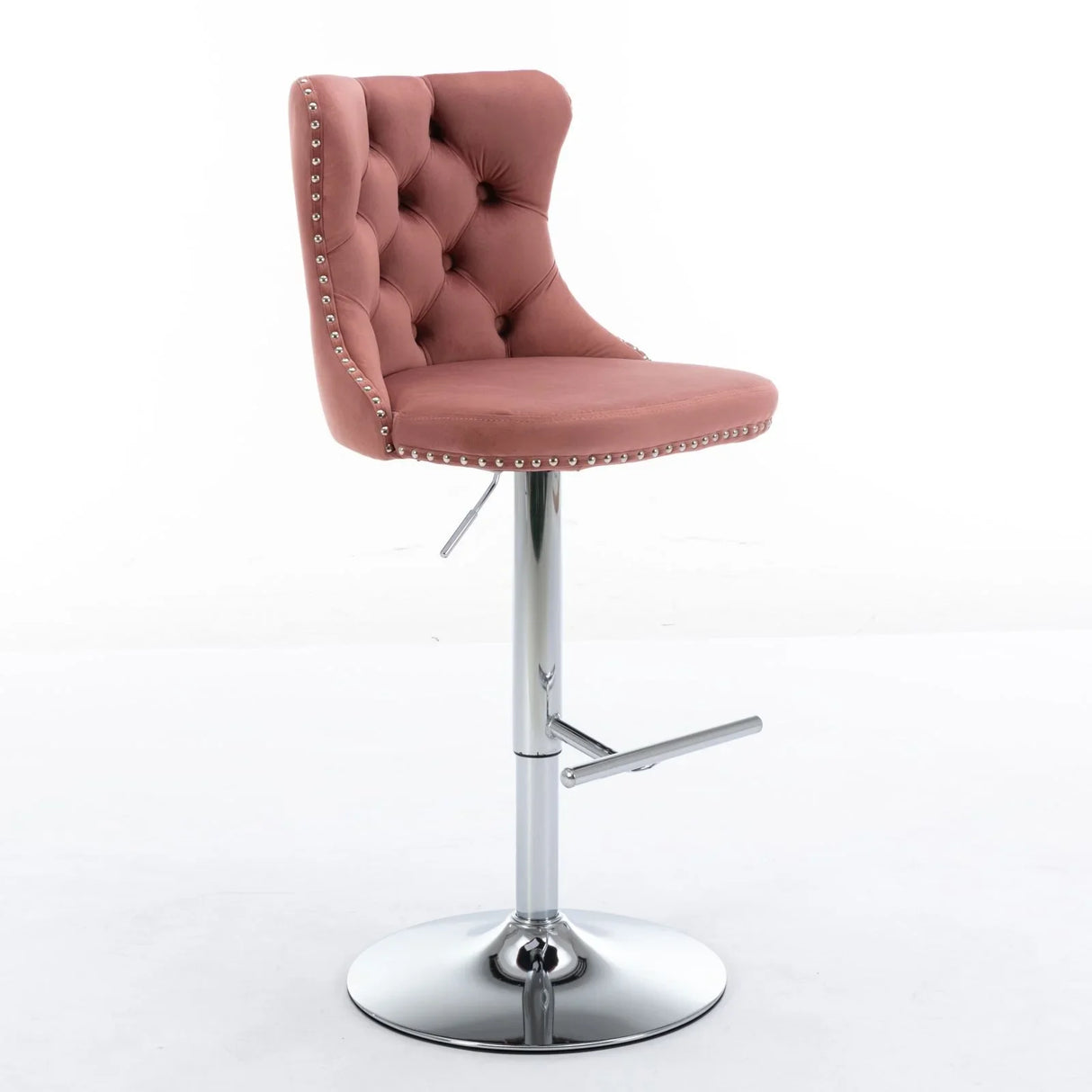 Swivel Velvet Barstools Adjusatble Seat Height From 25-33", Modern Upholstered Chrome Base Bar Stools With Backs Comfortable Tufted For Home Pub And Kitchen Island (Set of 2) - Furniture Home Direct