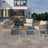 4-Piece Boho Patio Set - Beige - Furniture Home Direct
