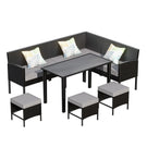 7 Piece Outdoor Furniture Set Waterproof Cushions Glass Table - Furniture Home Direct