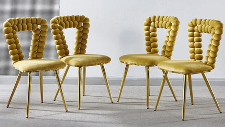 Modern Chair With Iron Tube Legs, Soft Cushions And Comfortable Backrest, Suitable For Dining Room, Living Room, Cafe, Hairball Back - Furniture Home Direct