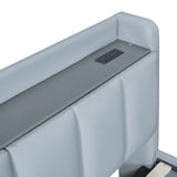 Platform Bed Upholstered Storage Hydraulic Drawers Gray - Furniture Home Direct