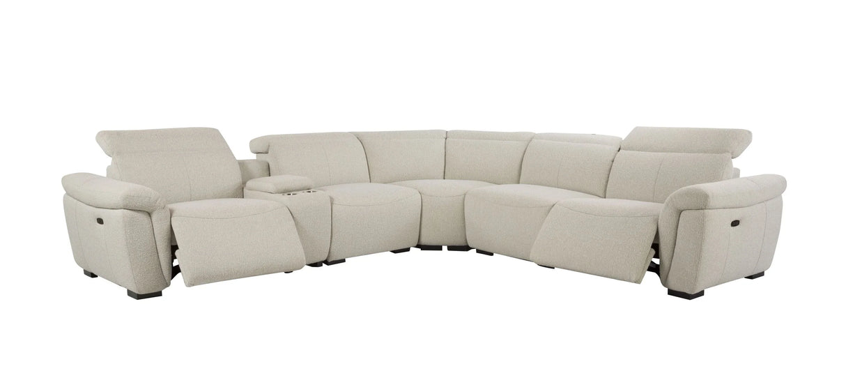 Sectional Sofa Boucle Power Reclining With Cupholder Beige - Furniture Home Direct
