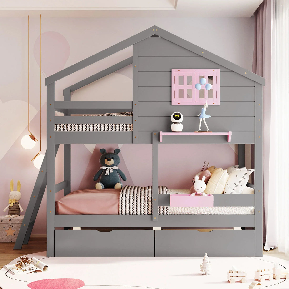 Bunk Bed With Playhouse Roof And Window - Furniture Home Direct