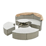 Outdoor Daybed With Canopy Weatherproof Rattan Beige - Furniture Home Direct