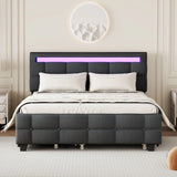 Upholstered Platform Bed With LED Frame, With Trundle And 2 Drawers - Furniture Home Direct