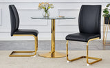 Dining Chairs Set of 2 Modern Gold Metal Frame Black - Furniture Home Direct