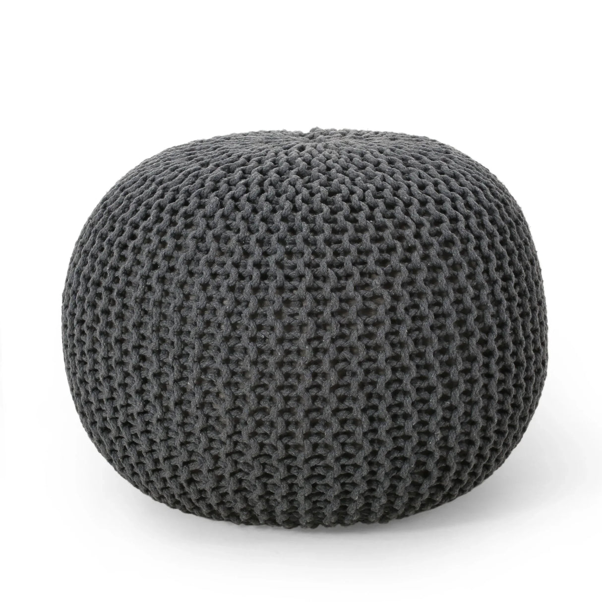 Bordeaux - Knitted Cotton Round Pouf, Versatile Ottoman And Floor Cushion - Furniture Home Direct