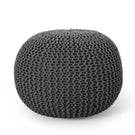 Bordeaux - Knitted Cotton Round Pouf, Versatile Ottoman And Floor Cushion - Furniture Home Direct