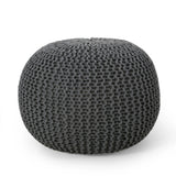 Bordeaux - Knitted Cotton Round Pouf, Versatile Ottoman And Floor Cushion - Furniture Home Direct