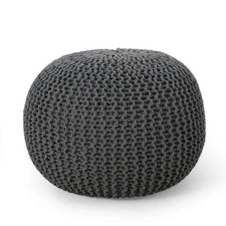 Bordeaux - Knitted Cotton Round Pouf, Versatile Ottoman And Floor Cushion - Furniture Home Direct