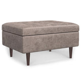 Shay - Large Square Coffee Table Storage Ottoman Mid-Century Style - Furniture Home Direct