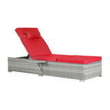 Chaise Lounge Outdoor Set Of 2 Cushioned Rattan Red - Furniture Home Direct