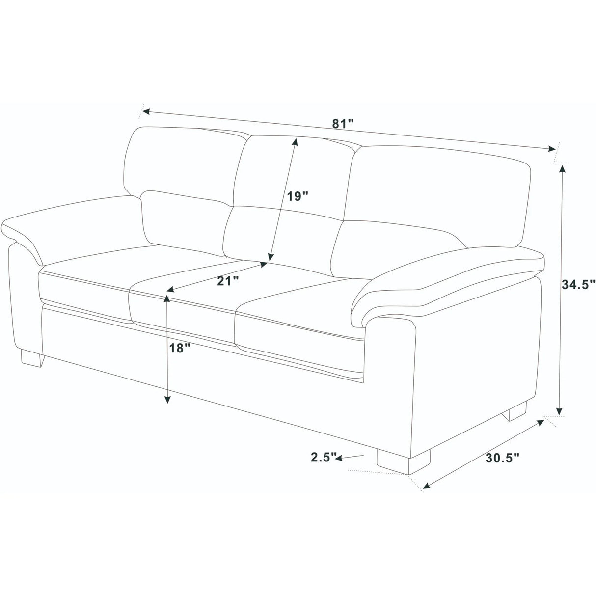 Vintage Inspired 3 Seat Sofa With Tufted Cushions - Furniture Home Direct