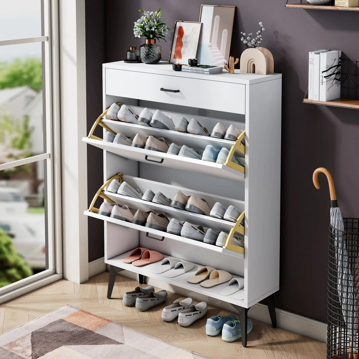 Shoe Cabinet, Shoe Storage Shelves - Furniture Home Direct
