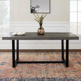 Modern Distressed Solid Wood And Metal Open Frame Dining Table - Furniture Home Direct