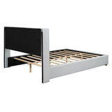 Full Size Upholstered Platform Bed Metal Strips Off White - Furniture Home Direct