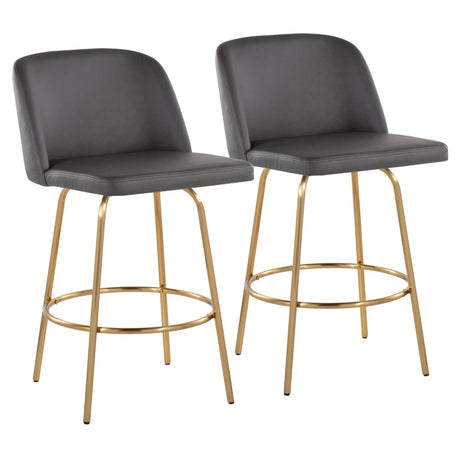 Toriano - Contemporary, Fixed Height Counter Stool With Swivel With Round Footrest (Set of 2) - Furniture Home Direct