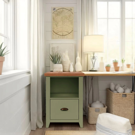 Vineyard - Drawer File - Sage Green, Fruitwood - Furniture Home Direct