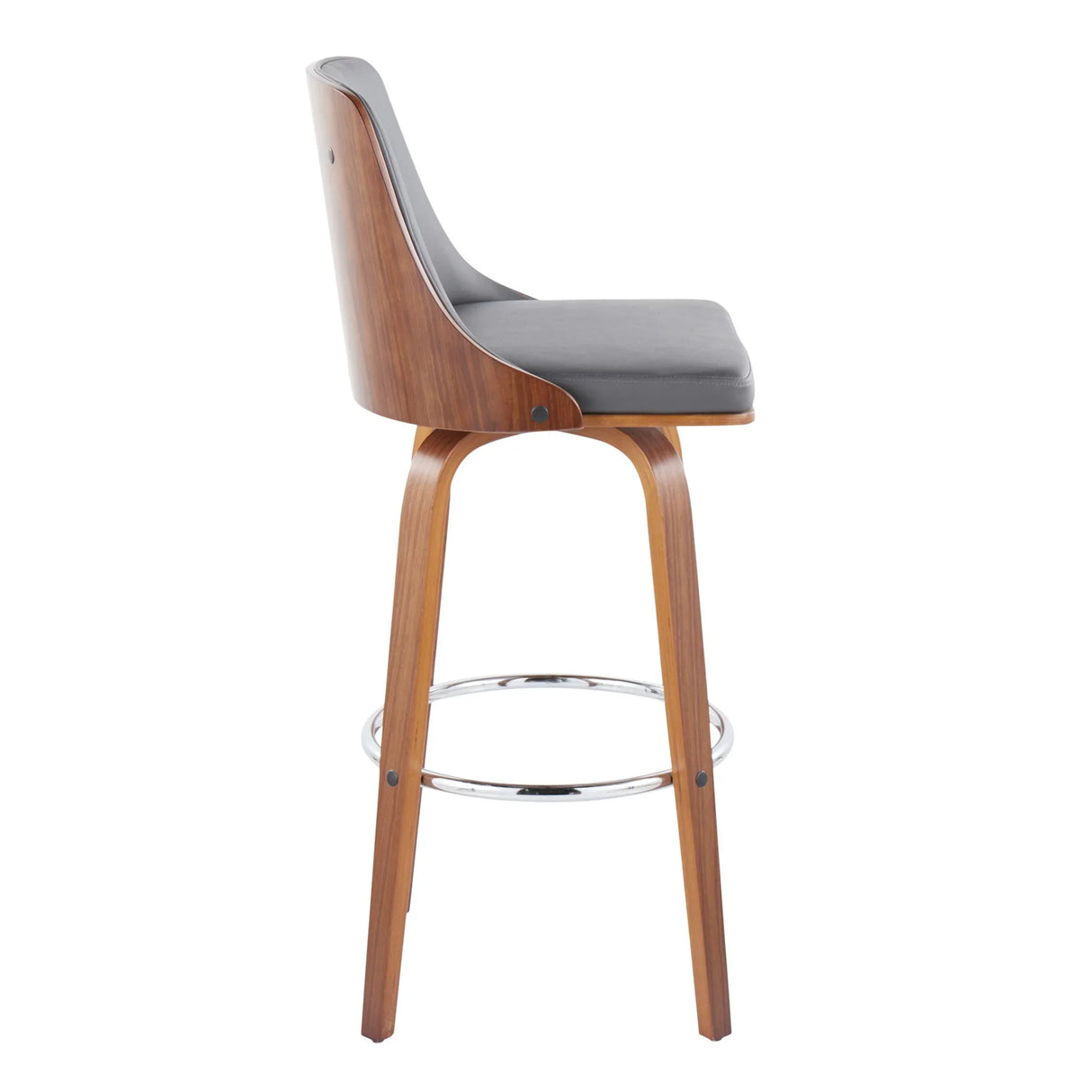 Gianna - Mid Century Modern Fixed Height Barstool With Swivel With Round Footrest (Set of 2) - Furniture Home Direct