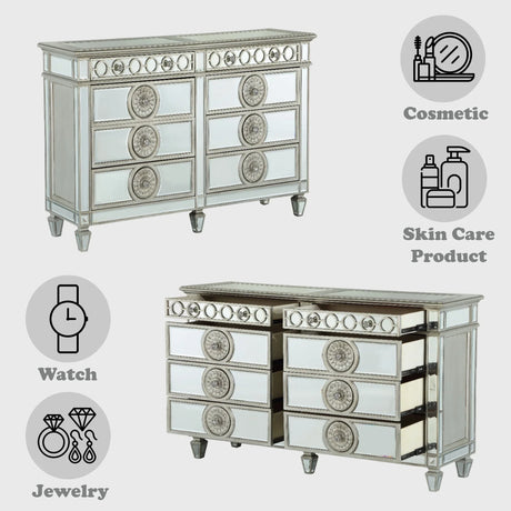 Varian - Mirrored Dresser - Silver - Furniture Home Direct