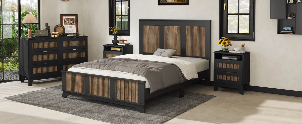 Queen Bed Set With Dresser And Two Nightstands Black - Furniture Home Direct