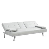 Sleeper Sofa with Armrest and Two Cup Holders - White - Furniture Home Direct