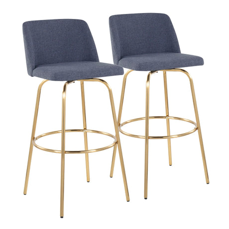 Toriano - Contemporary Fixed Height Barstool With Swivel With Round Footrest (Set of 2) - Furniture Home Direct