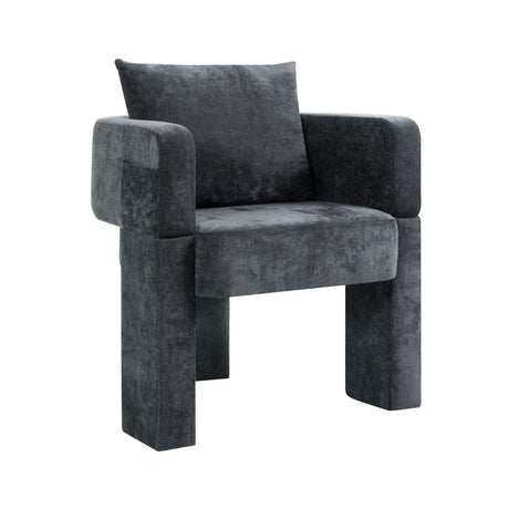 Modern 3 Leg Chenille Accent Chair With Ergonomic Arms & Removable Pillow - Furniture Home Direct