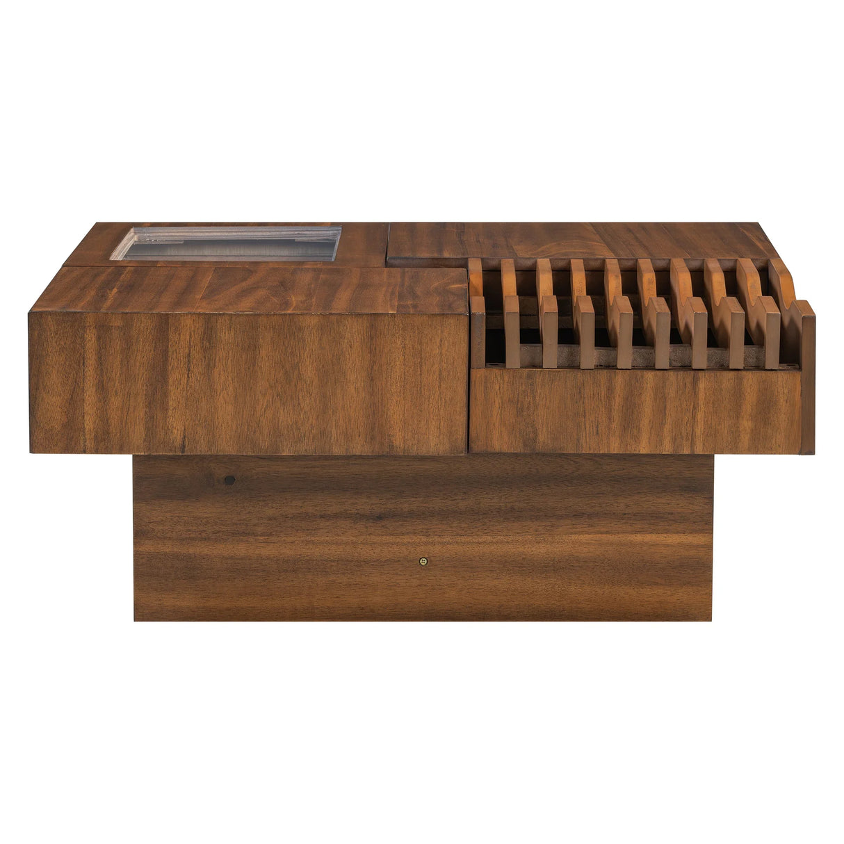 Coffee Table With Storage Drawers And Glass Top Brown - Furniture Home Direct