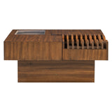 Coffee Table With Storage Drawers And Glass Top Brown - Furniture Home Direct