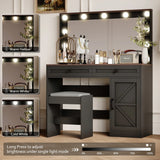 Makeup Vanity Desk With Large Mirror And Lights Black - Furniture Home Direct