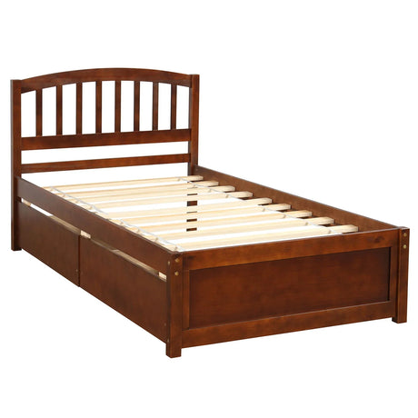 Platform Storage Bed Wood Bed Frame With Two Drawers And Headboard - Furniture Home Direct
