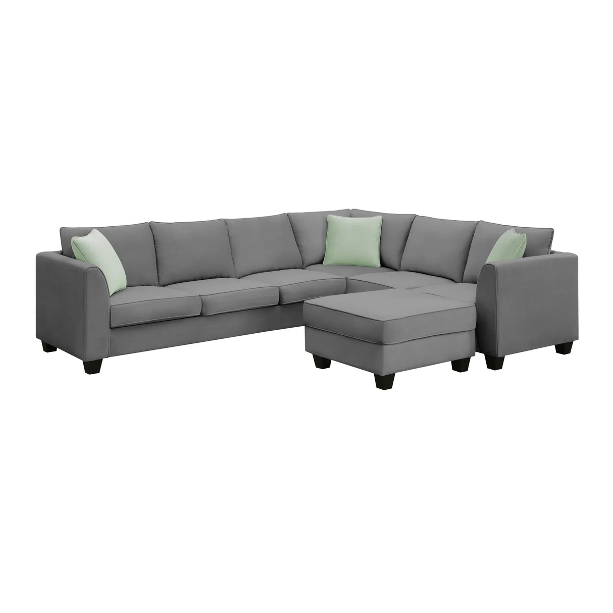 Sectional Sofa Modern Fabric Modular With Ottoman Grey - Furniture Home Direct