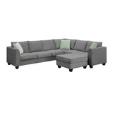 Sectional Sofa Modern Fabric Modular With Ottoman Grey - Furniture Home Direct