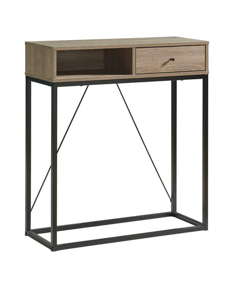 Console Table With One Drawer And Open Cubby - Brown / Black - Furniture Home Direct