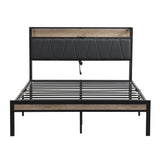 Modern Bed Frame With LED Lights, Upholstered Headboard, USB Charging - Furniture Home Direct