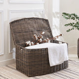 Joseph - Rectangular Curve Resin Woven Wicker Trunk With Handles Multi Purpose Storage - Walnut Brown - Furniture Home Direct