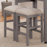 Counter Height Dining Island Set With Storage Stools Beige - Furniture Home Direct