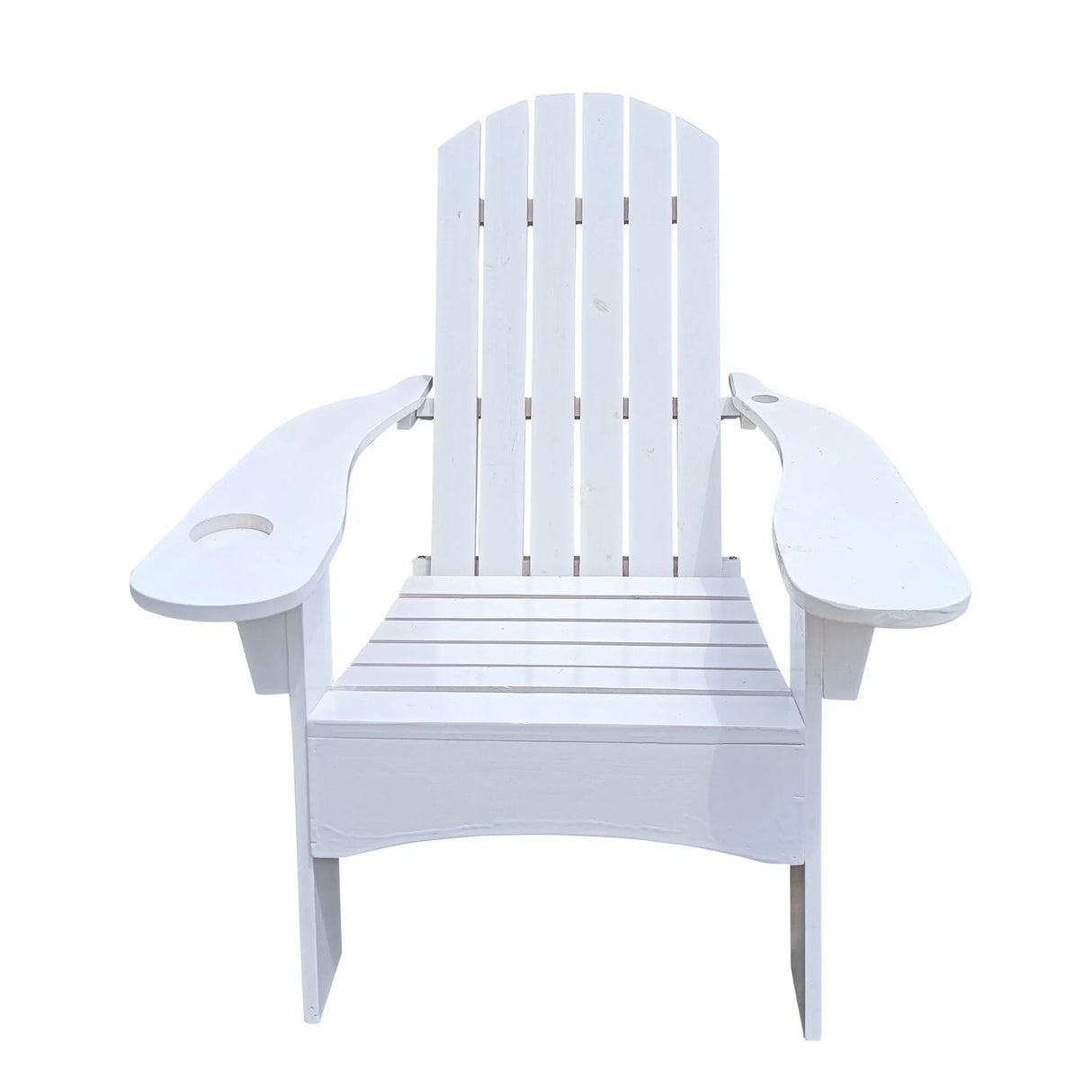 Outdoor Or Indoor Wood Adirondack Chair With An Hole To Hold Umbrella, On The Arm - Furniture Home Direct
