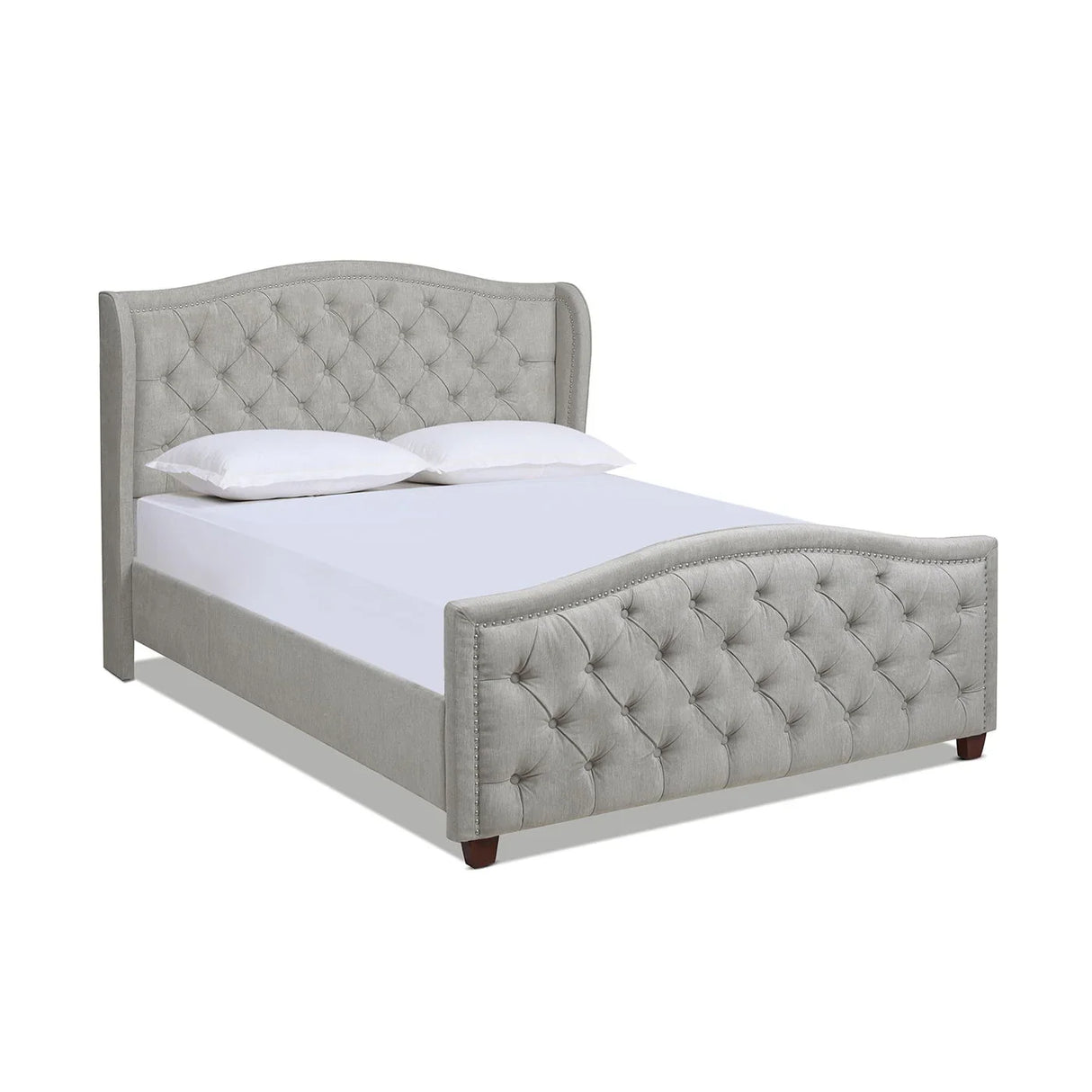 Fontana - Handcrafted Wingback Upholstered Platform Bed Frame - Furniture Home Direct