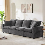 Modern Modular Sofa, 4 Seat Chenille Sectional Couch Set With 2 Pillows Included, Freely Combinable Indoor Funiture For Living Room, Apartment, Office - Furniture Home Direct