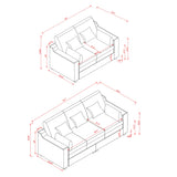 2 Piece Living Room Set Including Sofa and Love seat with Pillows - Grey - Furniture Home Direct